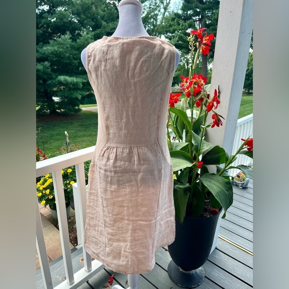 Anabelle Paris Blush Linen Tunic Dress w/ Crochet Detail - Size L - Picture 4 of 6
